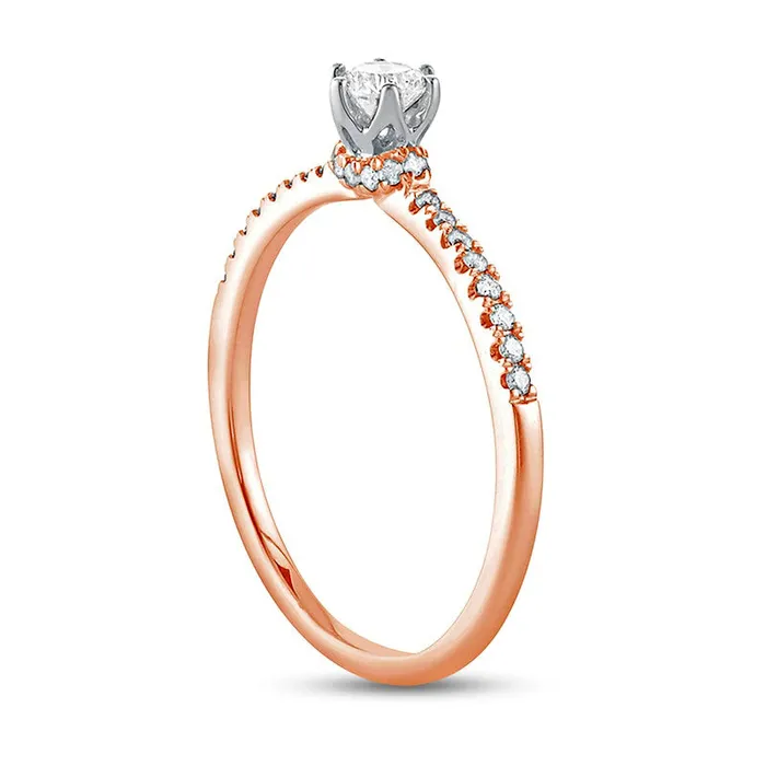 Goldia Rings 033 CT TW Natural Diamond Hidden Halo Engagement Ring in Solid 10K Rose Gold II2 Goldia Rings 033 CT TW Natural Diamond Hidden Halo Engagement Ring in Solid 10K Rose Gold II2