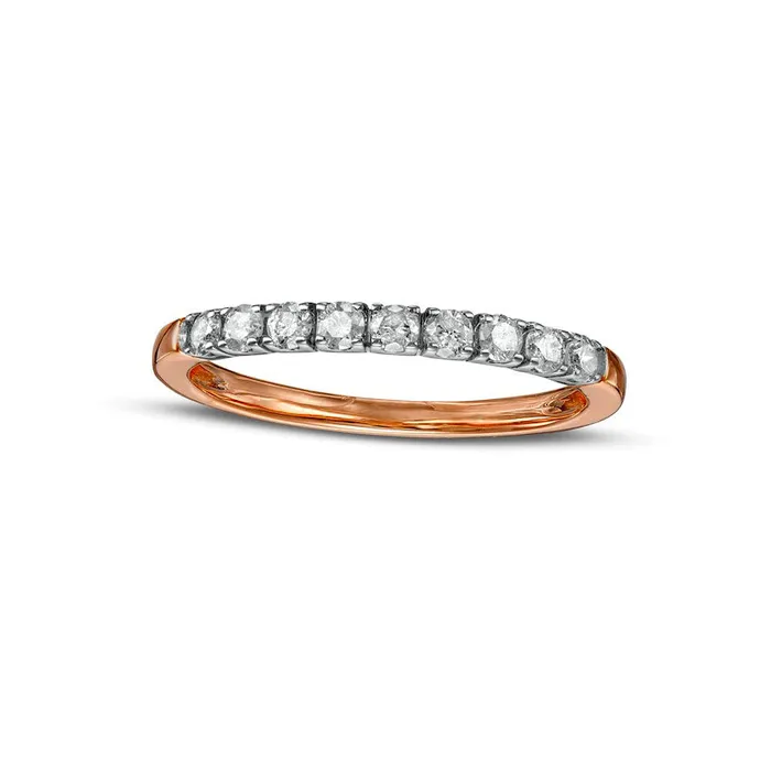 Goldia Rings 033 CT TW Natural Diamond Nine Stone Anniversary Band in Solid 10K Rose Gold