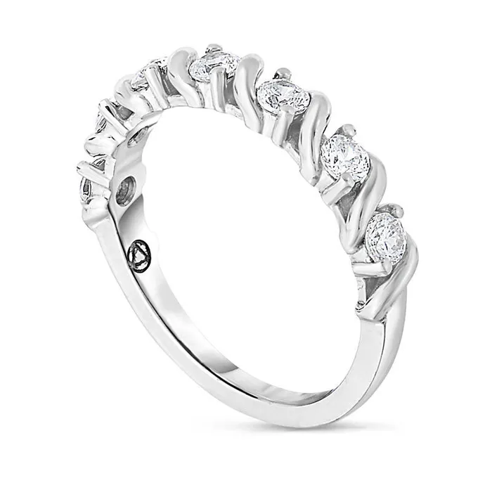 Goldia Rings 033 CT TW Natural Diamond Seven Stone S Anniversary Band in Solid 14K White Gold Goldia Rings 033 CT TW Natural Diamond Seven Stone S Anniversary Band in Solid 14K White Gold