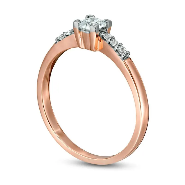 Goldia Rings 033 CT TW PrincessCut Natural Diamond Engagement Ring in Solid 10K Rose Gold Goldia Rings 033 CT TW PrincessCut Natural Diamond Engagement Ring in Solid 10K Rose Gold
