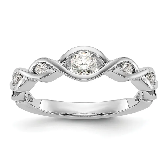 Goldia Rings 036ct CZ Solid Real 14K White Gold Wedding Band Ring