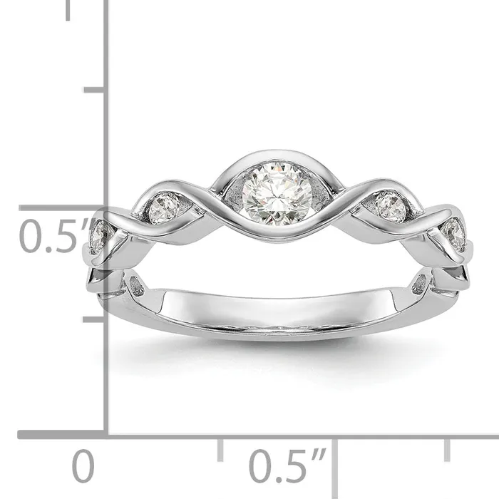 Goldia Rings 036ct CZ Solid Real 14K White Gold Wedding Band Ring