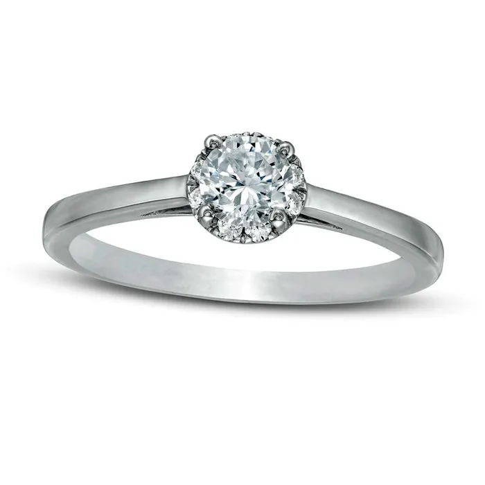 Goldia Rings 038 CT TW Natural Diamond Frame Engagement Ring in Solid 10K White Gold Goldia Rings 038 CT TW Natural Diamond Frame Engagement Ring in Solid 10K White Gold