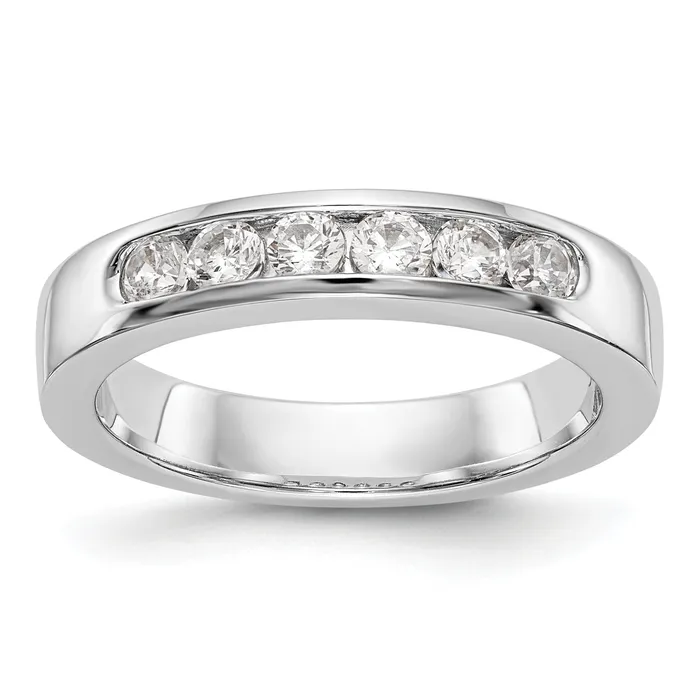 Goldia Rings 047ct CZ Solid Real 14K White Gold 6Stone Channel Wedding Band Ring Goldia Rings 047ct CZ Solid Real 14K White Gold 6Stone Channel Wedding Band Ring