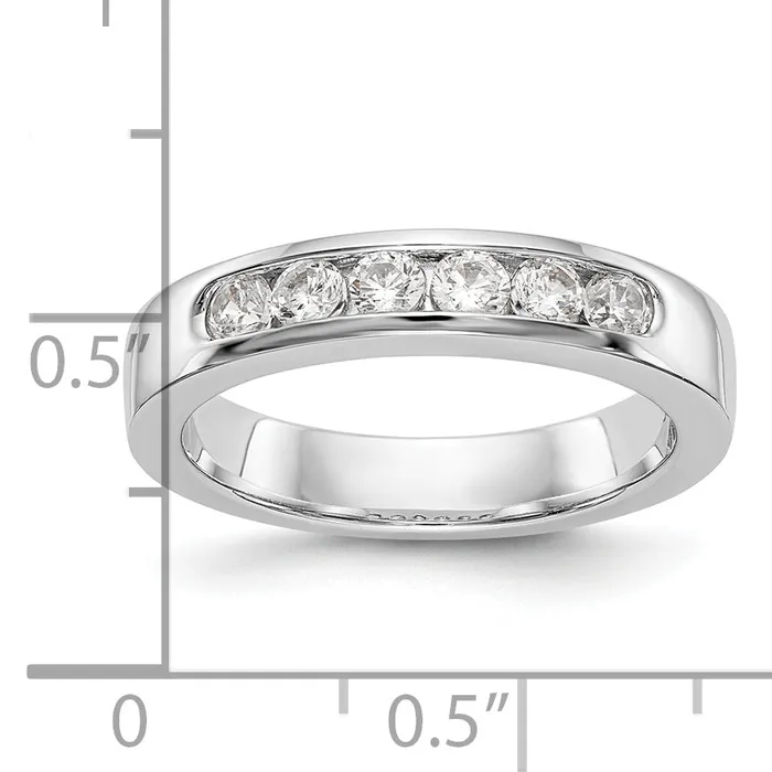 Goldia Rings 047ct CZ Solid Real 14K White Gold 6Stone Channel Wedding Band Ring
