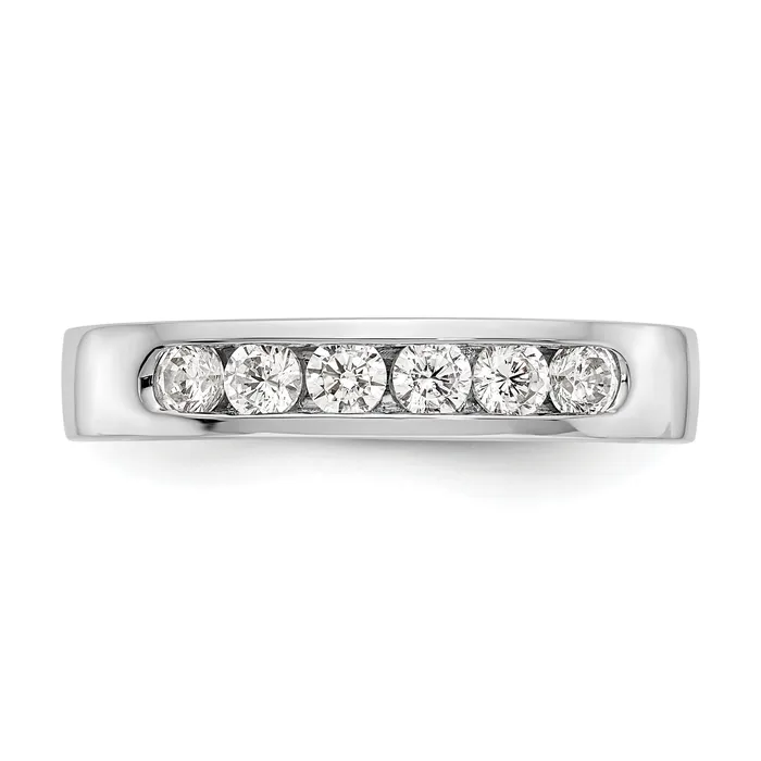 Goldia Rings 047ct CZ Solid Real 14K White Gold 6Stone Channel Wedding Band Ring