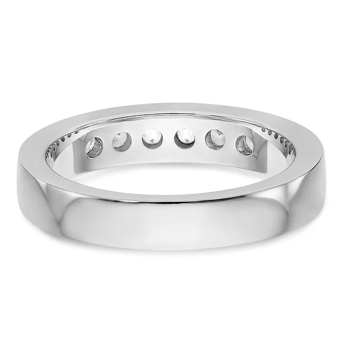 Goldia Rings 047ct CZ Solid Real 14K White Gold 6Stone Channel Wedding Band Ring