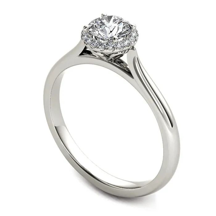 Goldia Rings 050 CT TW Natural Diamond Frame Engagement Ring in Solid 14K White Gold
