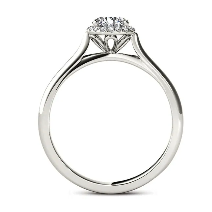 Goldia Rings 050 CT TW Natural Diamond Frame Engagement Ring in Solid 14K White Gold