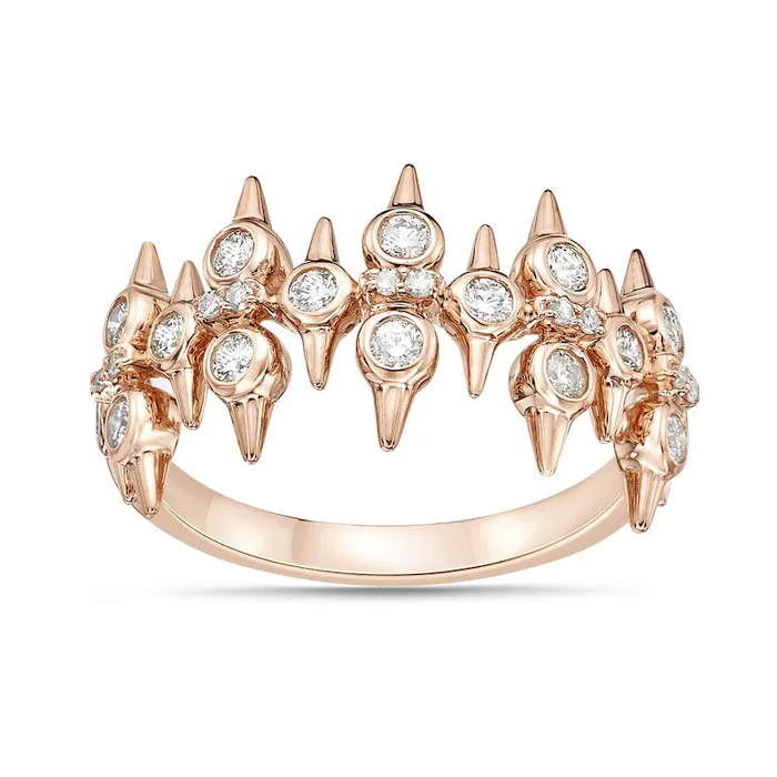Goldia Rings 050 CT TW Natural Diamond Spikes MultiRow Ring in Solid 10K Rose Gold Goldia Rings 050 CT TW Natural Diamond Spikes MultiRow Ring in Solid 10K Rose Gold