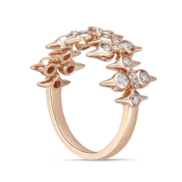 Goldia Rings 050 CT TW Natural Diamond Spikes MultiRow Ring in Solid 10K Rose Gold Goldia Rings 050 CT TW Natural Diamond Spikes MultiRow Ring in Solid 10K Rose Gold