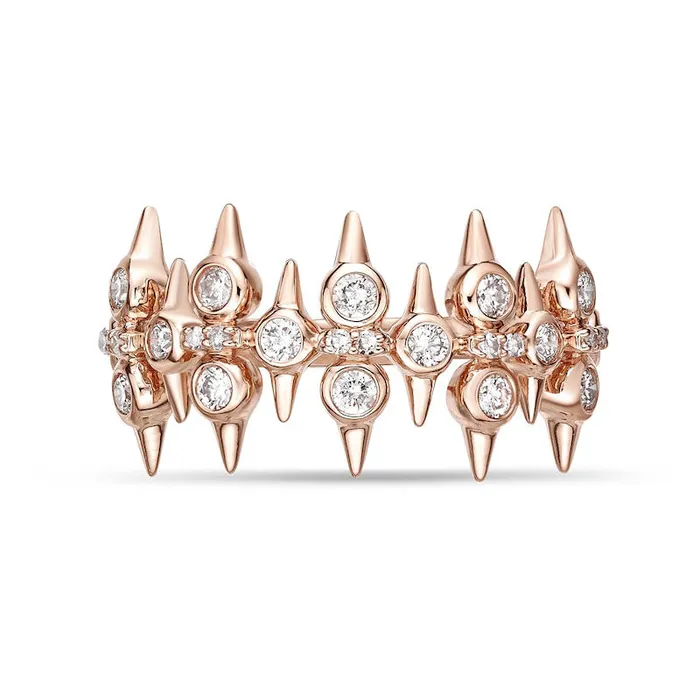 Goldia Rings 050 CT TW Natural Diamond Spikes MultiRow Ring in Solid 10K Rose Gold Goldia Rings 050 CT TW Natural Diamond Spikes MultiRow Ring in Solid 10K Rose Gold