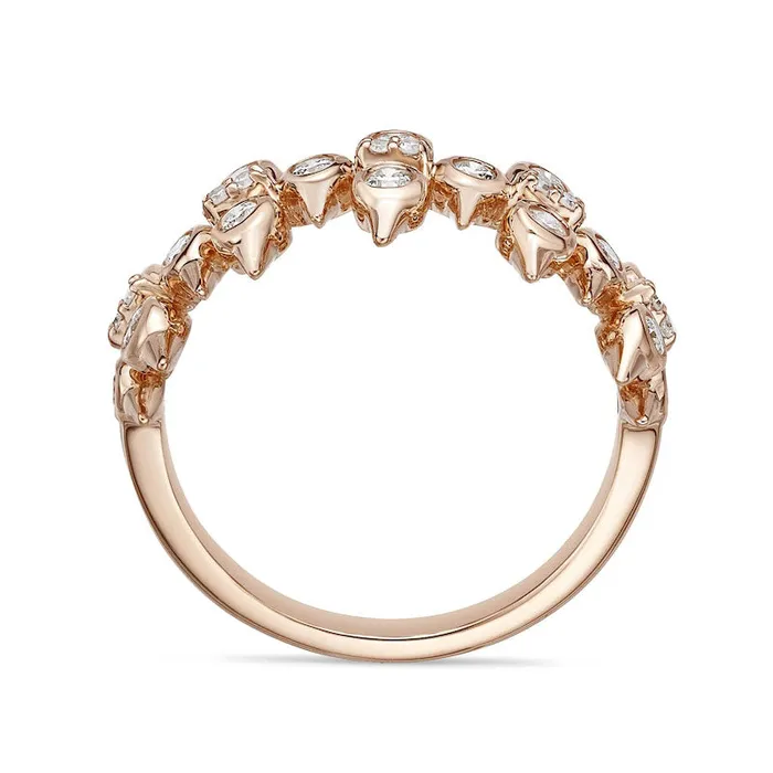 Goldia Rings 050 CT TW Natural Diamond Spikes MultiRow Ring in Solid 10K Rose Gold Goldia Rings 050 CT TW Natural Diamond Spikes MultiRow Ring in Solid 10K Rose Gold