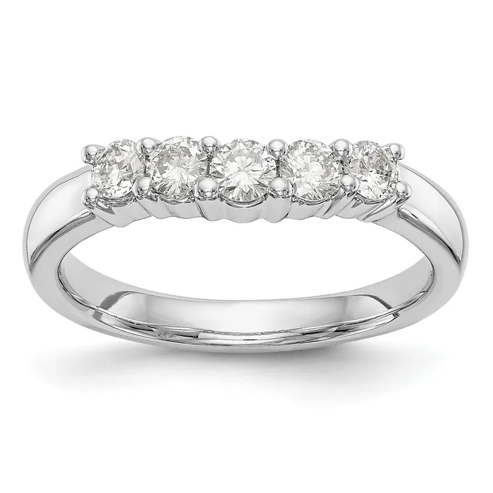 Goldia Rings 050ct CZ Solid Real 14K White Gold 5Stone Wedding Band Ring