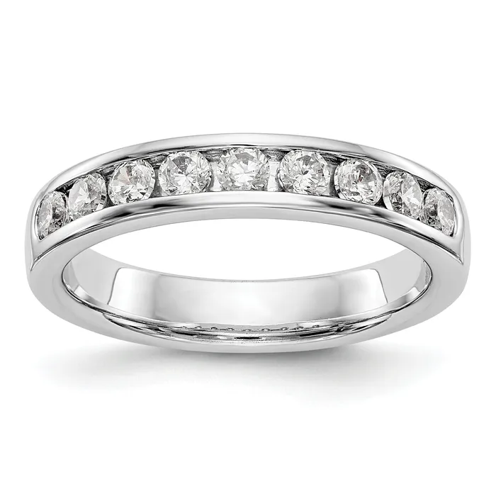 Goldia Rings 053ct CZ Solid Real 14K White Gold 9Stone Channel Wedding Band Ring Goldia Rings 053ct CZ Solid Real 14K White Gold 9Stone Channel Wedding Band Ring