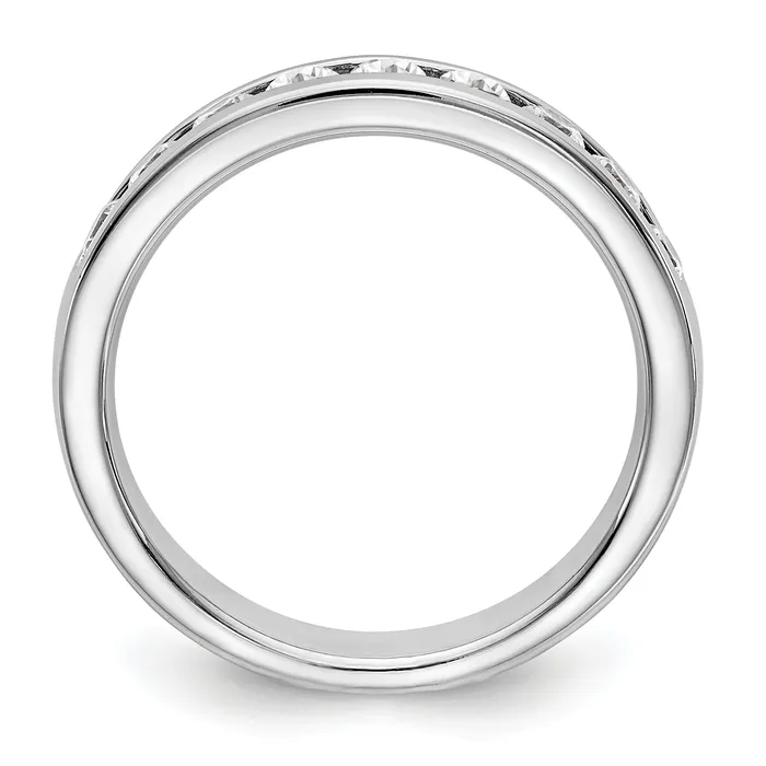 Goldia Rings 053ct CZ Solid Real 14K White Gold 9Stone Channel Wedding Band Ring
