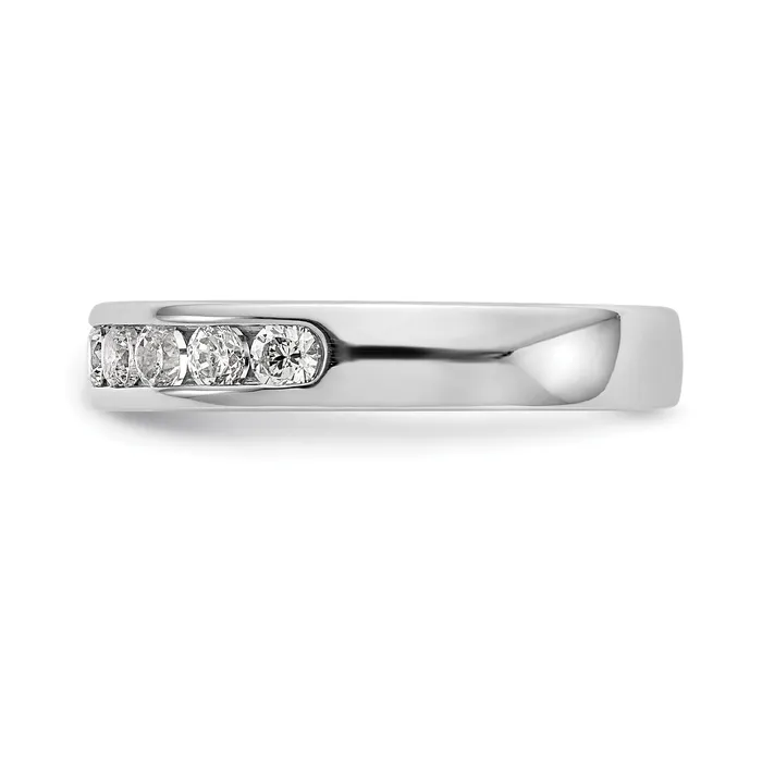 Goldia Rings 053ct CZ Solid Real 14K White Gold 9Stone Channel Wedding Band Ring