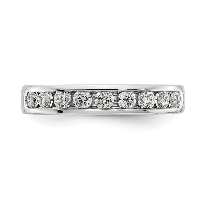 Goldia Rings 053ct CZ Solid Real 14K White Gold 9Stone Channel Wedding Band Ring