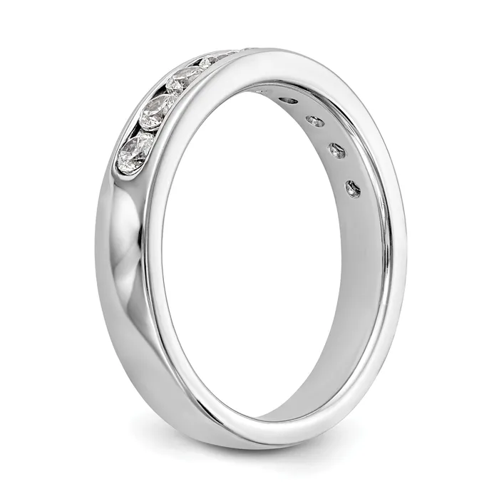 Goldia Rings 053ct CZ Solid Real 14K White Gold 9Stone Channel Wedding Band Ring