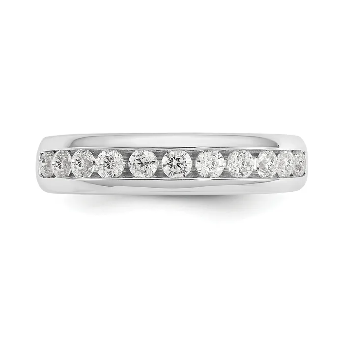 Goldia Rings 055ct CZ Solid Real 14K White Gold 11Stone Channel Wedding Band Ring
