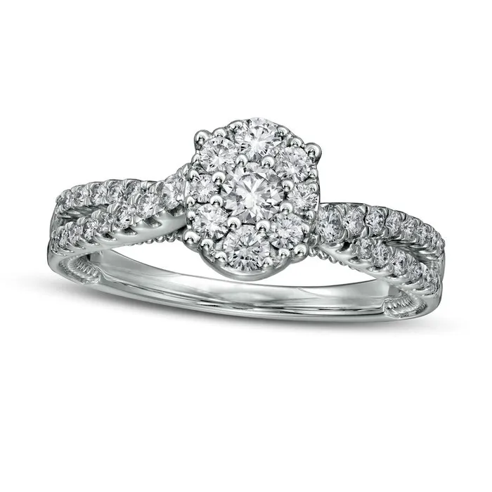 Goldia Rings 063 CT TW Composite Oval Natural Diamond Crossover Shank Engagement Ring in Solid 14K White Gold Goldia Rings 063 CT TW Composite Oval Natural Diamond Crossover Shank Engagement Ring in Solid 14K White Gold
