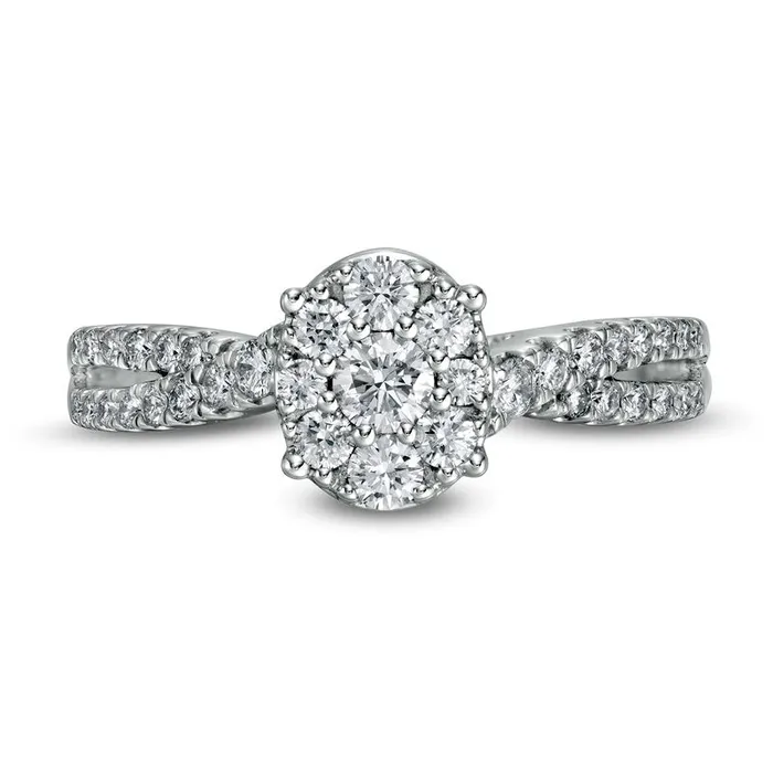 Goldia Rings 063 CT TW Composite Oval Natural Diamond Crossover Shank Engagement Ring in Solid 14K White Gold Goldia Rings 063 CT TW Composite Oval Natural Diamond Crossover Shank Engagement Ring in Solid 14K White Gold