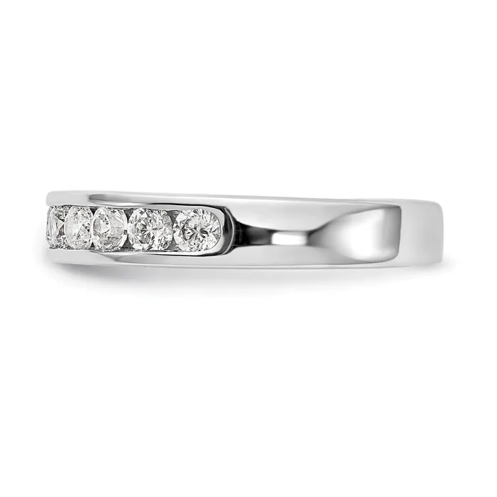 Goldia Rings 077ct CZ Solid Real 14K White Gold 11Stone Channel Wedding Band Ring