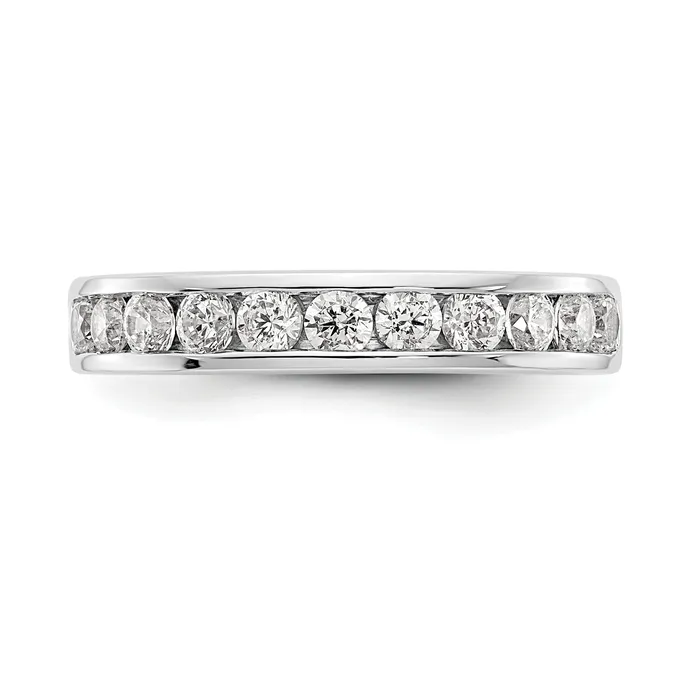 Goldia Rings 077ct CZ Solid Real 14K White Gold 11Stone Channel Wedding Band Ring