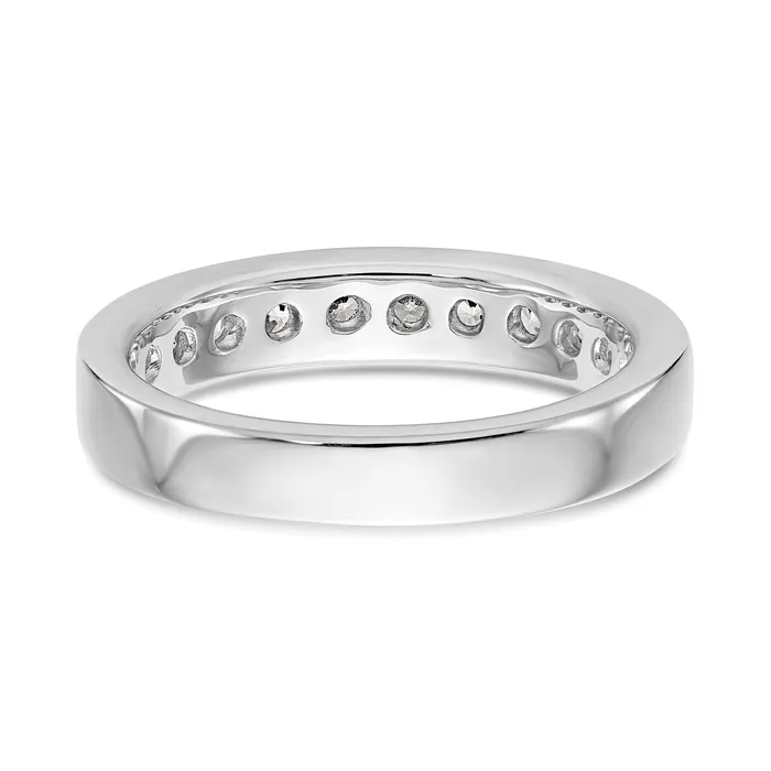 Goldia Rings 077ct CZ Solid Real 14K White Gold 11Stone Channel Wedding Band Ring