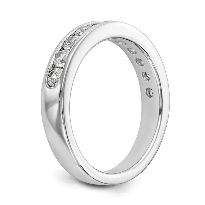 Goldia Rings 077ct CZ Solid Real 14K White Gold 11Stone Channel Wedding Band Ring
