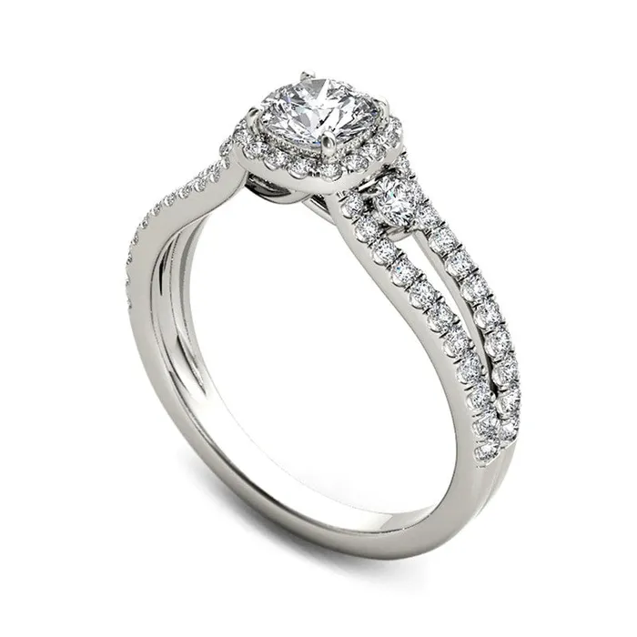 Goldia Rings 088 CT TW Natural Diamond Cushion Frame Split Shank Engagement Ring in Solid 14K White Gold Goldia Rings 088 CT TW Natural Diamond Cushion Frame Split Shank Engagement Ring in Solid 14K White Gold