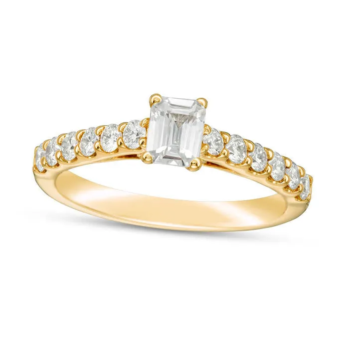Goldia Rings 10 CT TW Certified EmeraldCut Natural Diamond Engagement Ring in Solid 14K Gold II1 Goldia Rings 10 CT TW Certified EmeraldCut Natural Diamond Engagement Ring in Solid 14K Gold II1