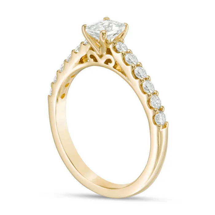 Goldia Rings 10 CT TW Certified EmeraldCut Natural Diamond Engagement Ring in Solid 14K Gold II1 Goldia Rings 10 CT TW Certified EmeraldCut Natural Diamond Engagement Ring in Solid 14K Gold II1