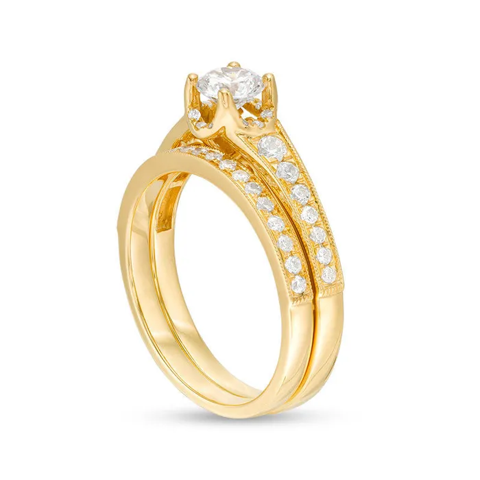 Goldia Rings 10 CT TW Natural Diamond Antique VintageStyle Bridal Engagement Ring Set in Solid 14K Gold Goldia Rings 10 CT TW Natural Diamond Antique VintageStyle Bridal Engagement Ring Set in Solid 14K Gold