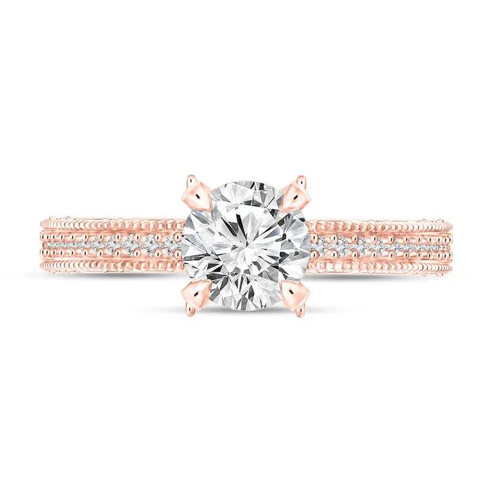 Goldia Rings 10 CT TW Natural Diamond Antique VintageStyle Engagement Ring in Solid 14K Rose Gold Goldia Rings 10 CT TW Natural Diamond Antique VintageStyle Engagement Ring in Solid 14K Rose Gold