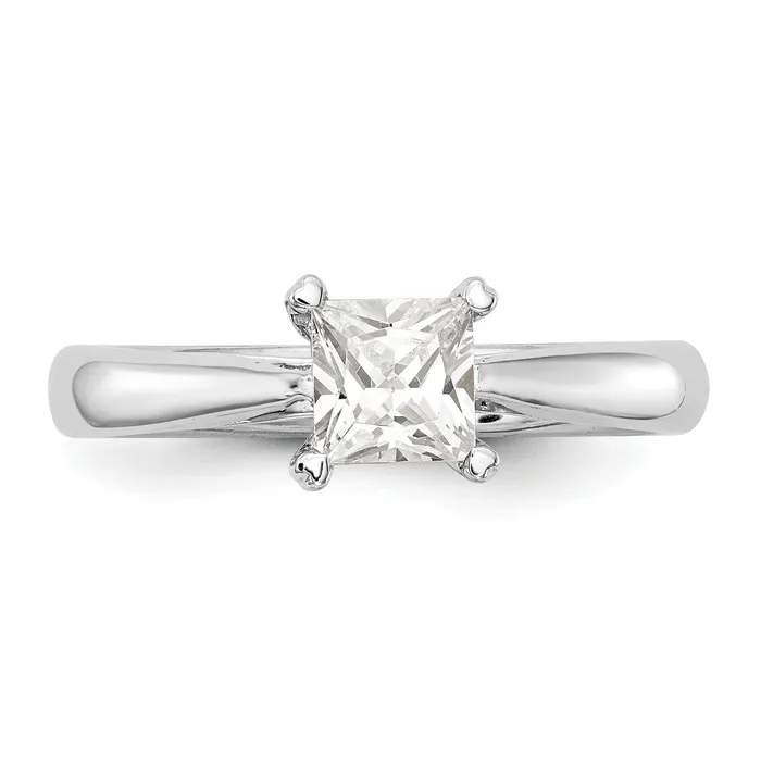 Goldia Rings 100ct CZ Solid Real 14k White Gold Square Solitaire Engagement Ring