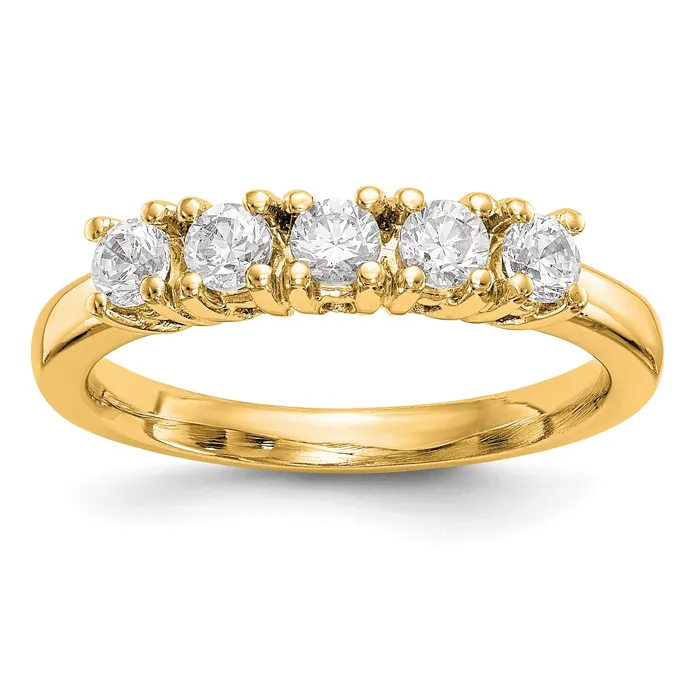 Goldia Rings 110ct CZ Solid Real 14K Yellow Gold 5Stone Wedding Band Ring Goldia Rings 110ct CZ Solid Real 14K Yellow Gold 5Stone Wedding Band Ring