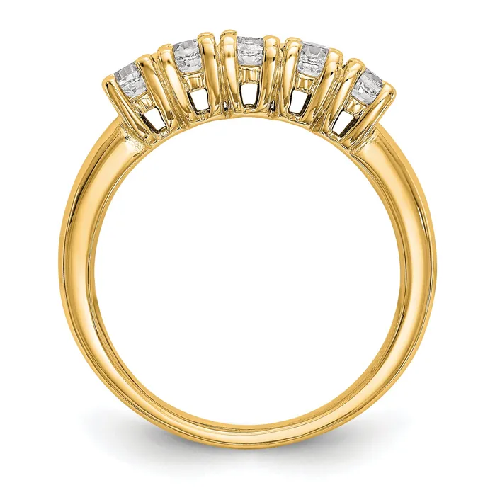 Goldia Rings 110ct CZ Solid Real 14K Yellow Gold 5Stone Wedding Band Ring