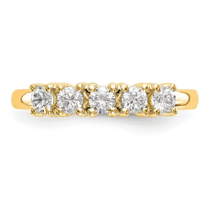 Goldia Rings 110ct CZ Solid Real 14K Yellow Gold 5Stone Wedding Band Ring