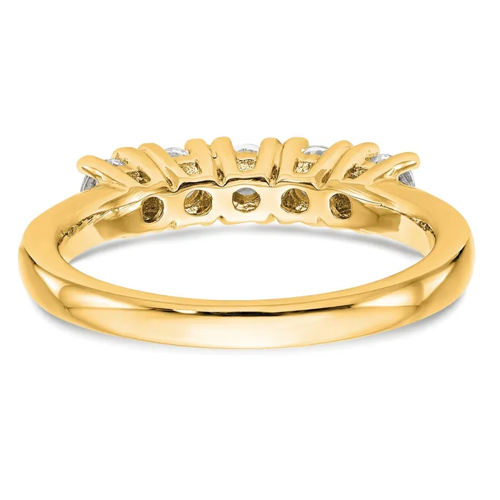 Goldia Rings 110ct CZ Solid Real 14K Yellow Gold 5Stone Wedding Band Ring