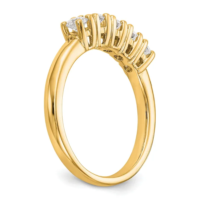 Goldia Rings 110ct CZ Solid Real 14K Yellow Gold 5Stone Wedding Band Ring