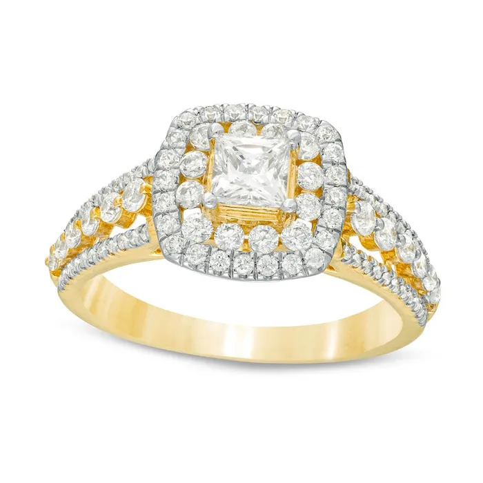 Goldia Rings 125 CT TW PrincessCut Natural Diamond Cushion Frame Engagement Ring in Solid 14K Gold Goldia Rings 125 CT TW PrincessCut Natural Diamond Cushion Frame Engagement Ring in Solid 14K Gold