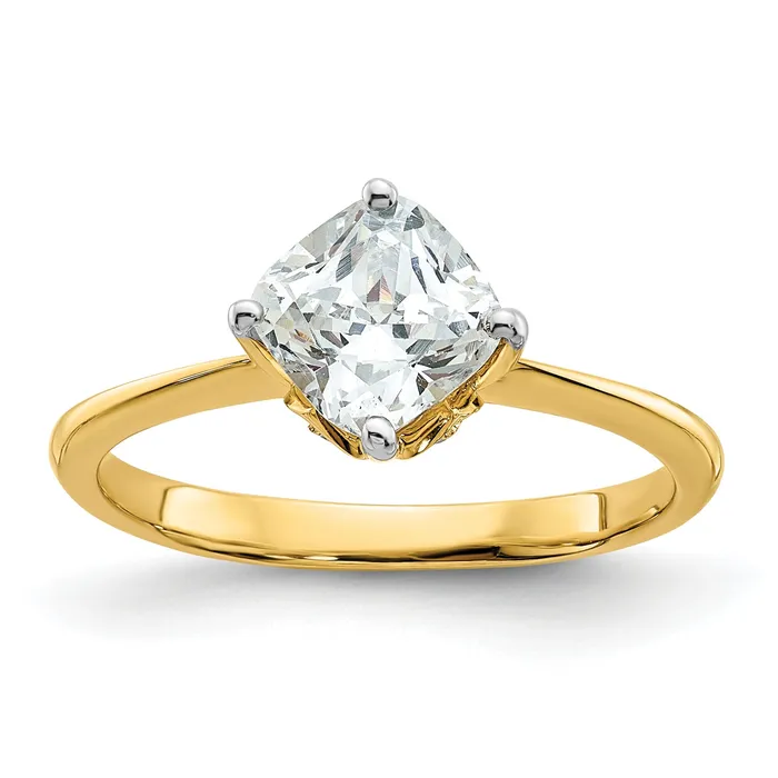 Goldia Rings 150ct CZ Solid Real 14k Polish 1 12ct Cushion Leaf Design Dia Ring Goldia Rings 150ct CZ Solid Real 14k Polish 1 12ct Cushion Leaf Design Dia Ring