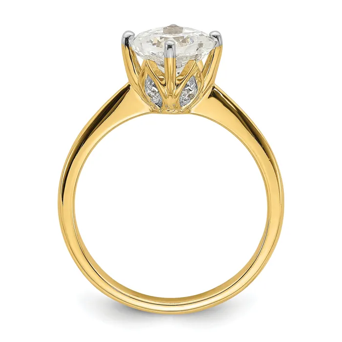 Goldia Rings 150ct CZ Solid Real 14k Polish 1 12ct Cushion Leaf Design Dia Ring