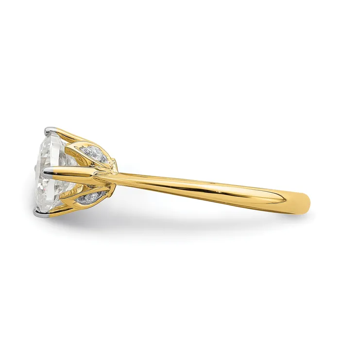 Goldia Rings 150ct CZ Solid Real 14k Polish 1 12ct Cushion Leaf Design Dia Ring
