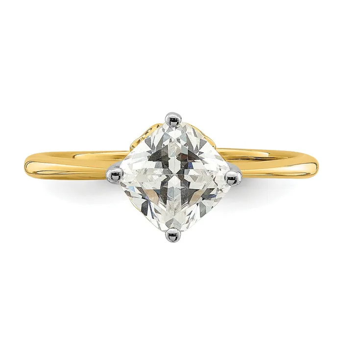 Goldia Rings 150ct CZ Solid Real 14k Polish 1 12ct Cushion Leaf Design Dia Ring