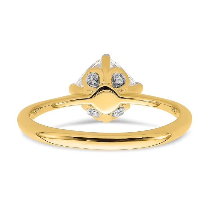 Goldia Rings 150ct CZ Solid Real 14k Polish 1 12ct Cushion Leaf Design Dia Ring