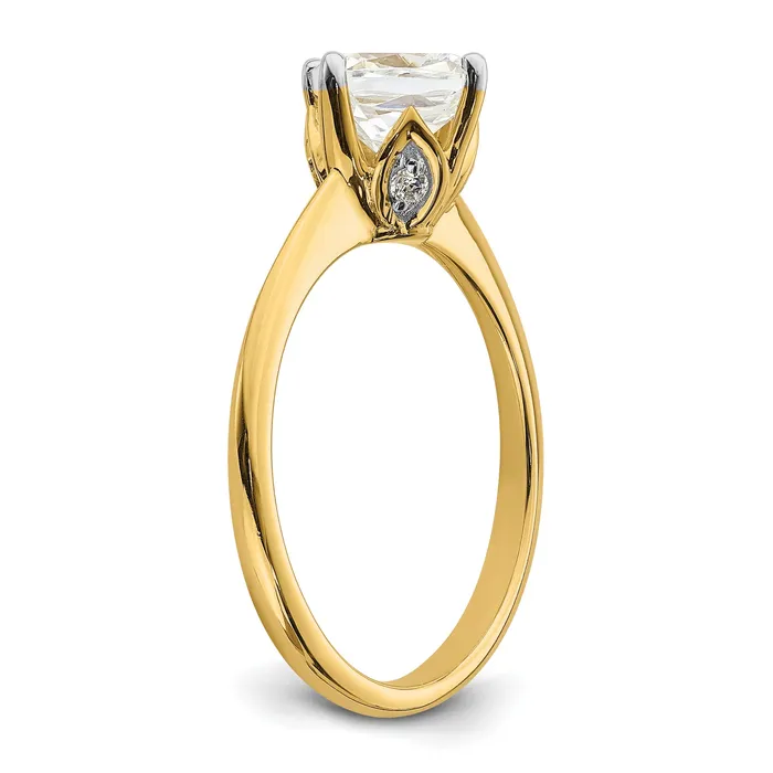 Goldia Rings 150ct CZ Solid Real 14k Polish 1 12ct Cushion Leaf Design Dia Ring