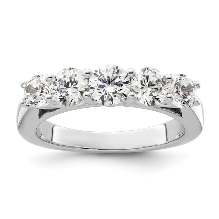 Goldia Rings 150ct CZ Solid Real 14K White Gold 5Stone Wedding Band Ring Goldia Rings 150ct CZ Solid Real 14K White Gold 5Stone Wedding Band Ring