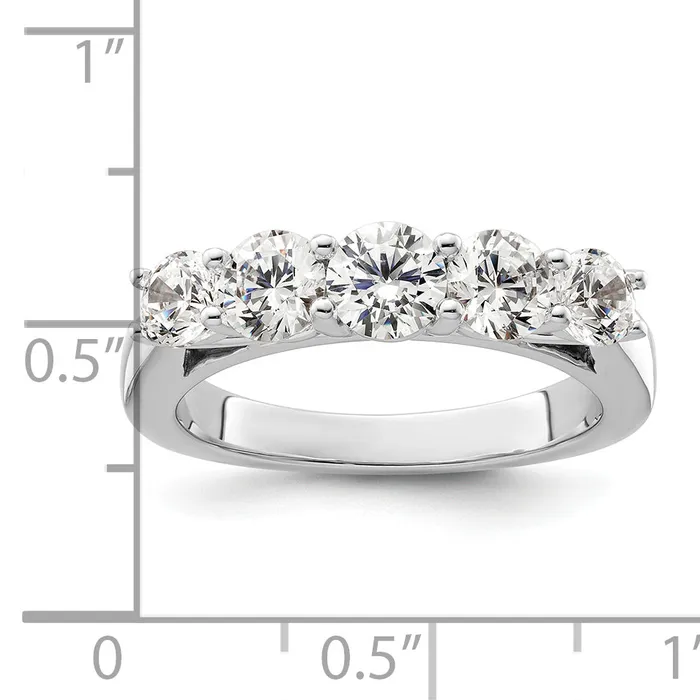 Goldia Rings 150ct CZ Solid Real 14K White Gold 5Stone Wedding Band Ring